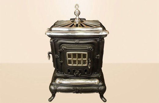antique cast iron and chrome stove