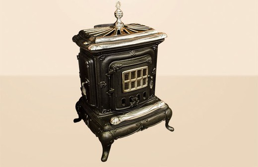 old cast iron and chrome stove