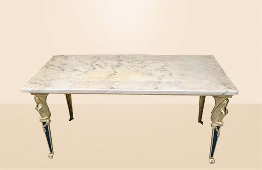 антикварный стол из латуни и мрамора