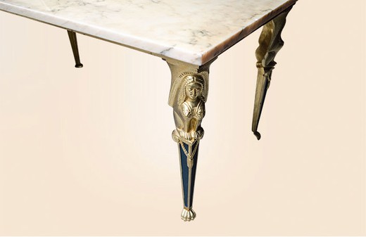 старинный стол из латуни и мрамора
