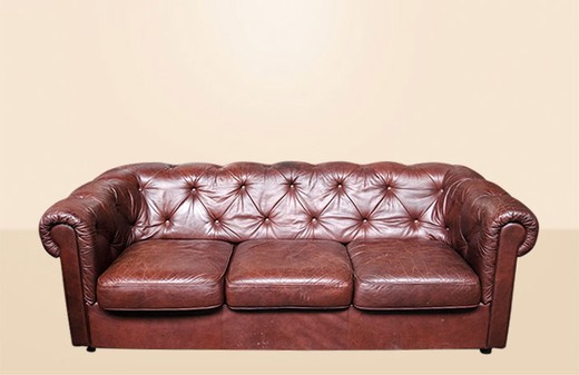 антикварная мебель - диван честерфилд из кожи