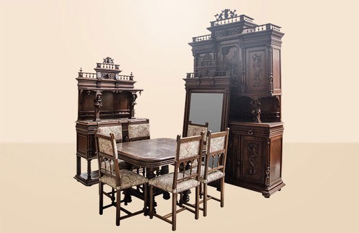антикварная мебель - столовый гарнитур генрих 2