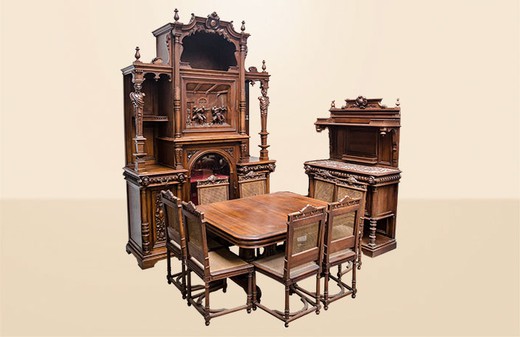антикварная мебель - столовый гарнитур генрих 2