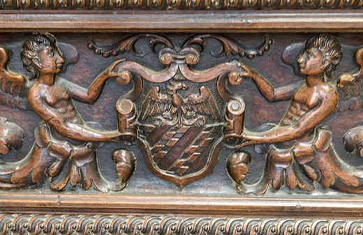 антикварная скамейка из ореха, стиль ренессанс, 19 век