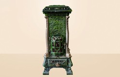 antique green enameled stove