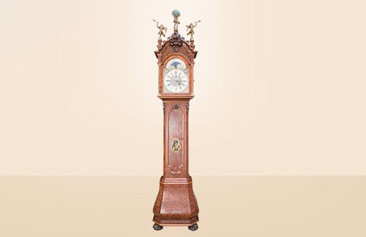 антикварные напольные часы из дуба и бронзы, 19 век