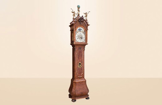 старинные напольные часы из дуба и бронзы, 19 век