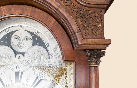 старинные дубовые часы с бронзой, конец 19 века