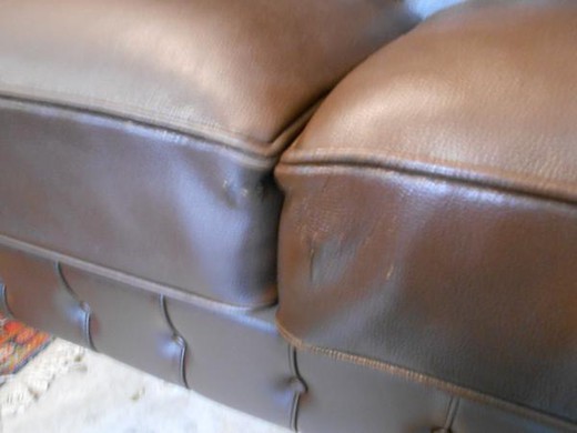 antique  sofa in leather chesterfield