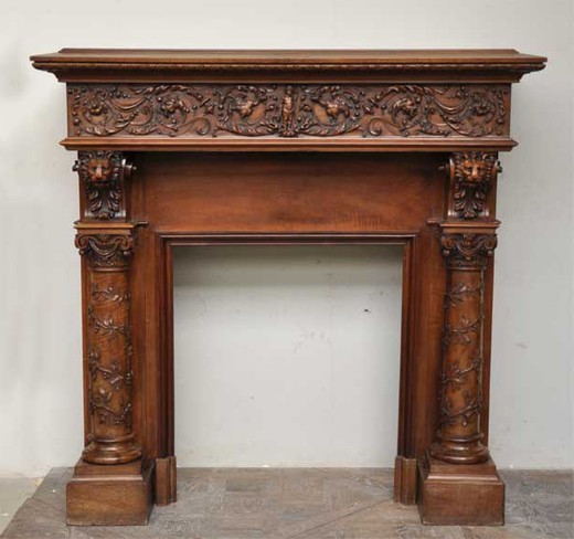 antique walnut fireplace