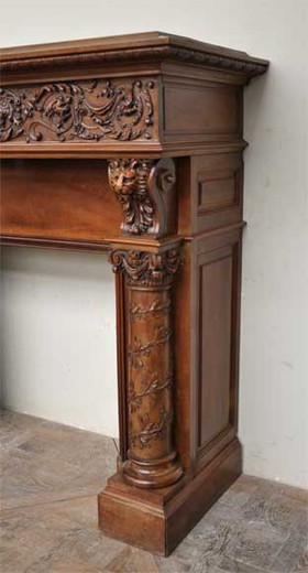 vintage walnut fireplace