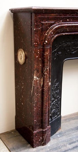 old red marble fireplace mantel