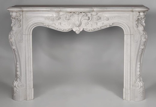 антикварный каминный портал, белый мрамор, 19 век