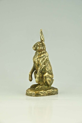 антикварная статуэтка из бронзы заяц, 1880 год