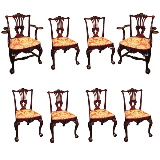 антикварный набор стульев из красного дерева