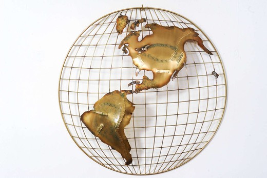 винтажная скульптура глобус из латуни, кертис жере