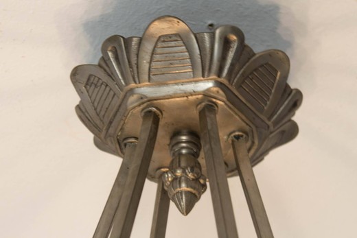 старинная люстра из стекла и никеля, арт-деко, 1930 год