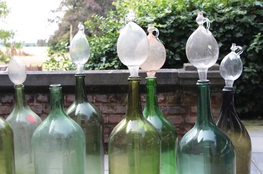 set of blown-glass bottles