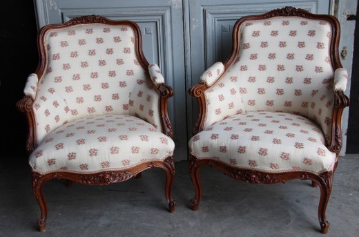 антикварная мебель - парные кресла из ореха