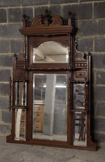 антикварная мебель - стеллаж с зеркалом из дуба