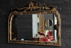 Black lacquered Japanese Decorative mirror