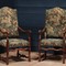 antique oak armchairs set XXth C