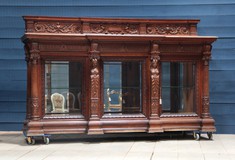 antique renaissance exceptional carved display cabinet