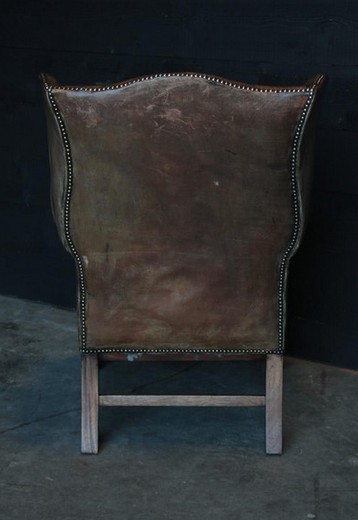 мебель антик - кресло с оттоманкой из кожи