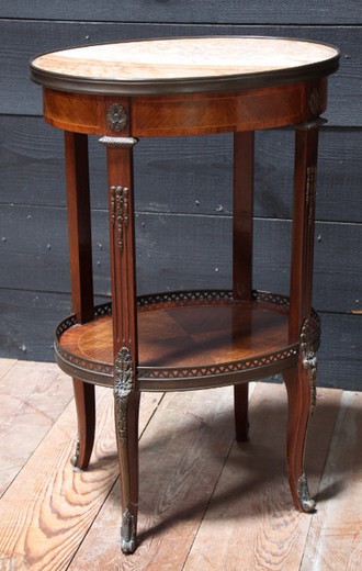 антикварная мебель - небольшой столик из дерева и мрамора, 20 век