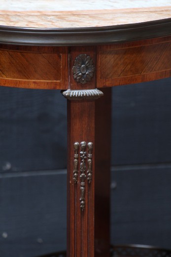 винтажная мебель - небольшой столик из дерева и мрамора, 20 век