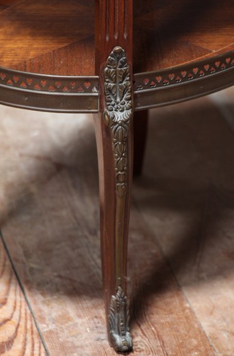 антикварный столик в стиле людовик 15 и 16, дерево, мрамор и бронза