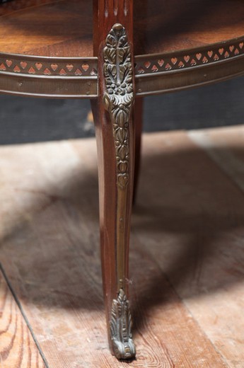 винтажный столик в стиле людовик 15 и 16, дерево, мрамор и бронза