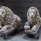 Antique pair concrete garden lions