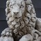 Antique pair concrete garden lions