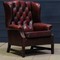 Winged leather chesterfield library chair