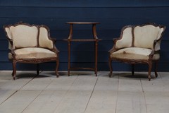 Pair Louis XV walnut armchairs
