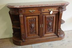 antique walnut and marble buffet