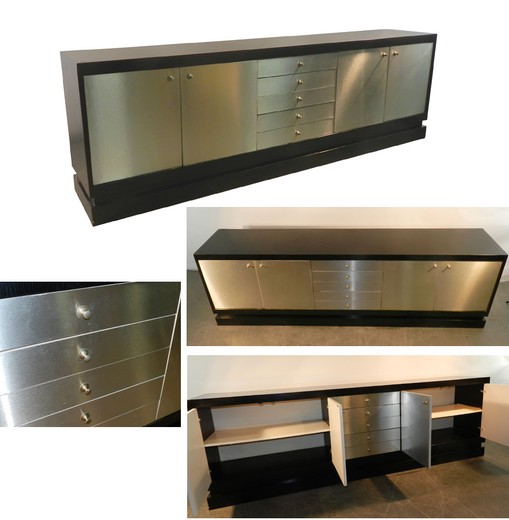 винтажный комод из металла и дуба, 20 век