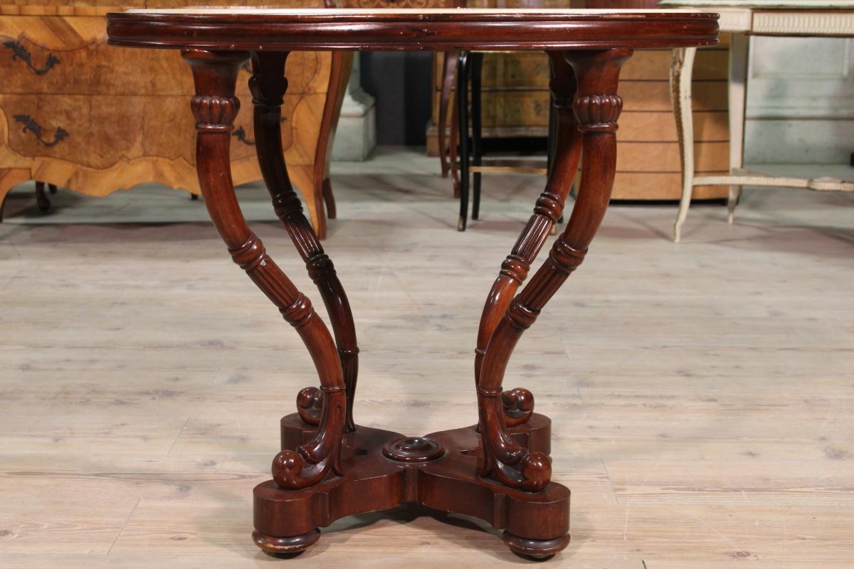 BersoАнтик Antique Spanish Mahogany Wood Table And Marble Top BersoАнтик Antique Spanish Mahogany Wood Table And Marble Top