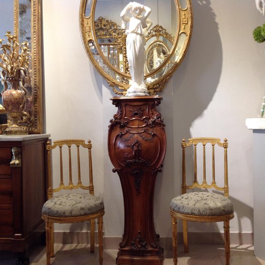 антикварная мебель - тумбочка из ореха и мрамора, 19 век