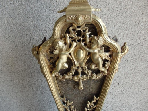винтажный каминный экран из бронзы, 19 век