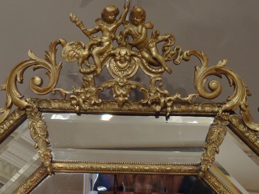 старинное зеркало людовик 13 из бронзы с золочением, 19 век