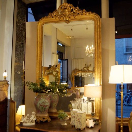 старинное зеркало в стиле луи филипп из дерева с золотом, 19 век