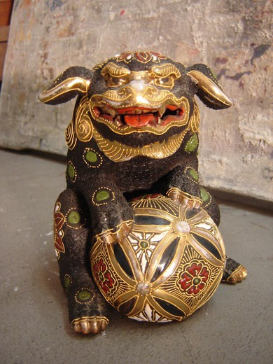 старинная китайская собака фу из керамики, 1900 год
