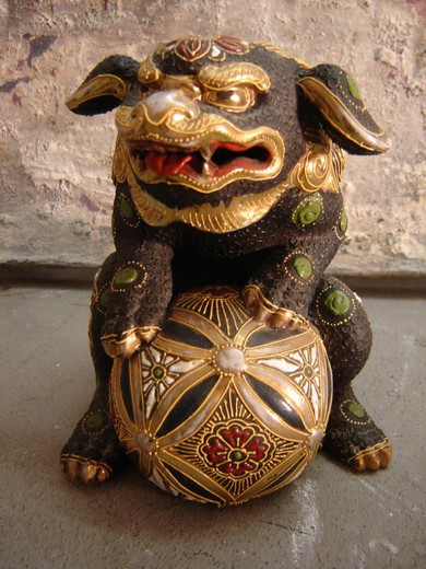 винтажная китайская собака фу из керамики, 1900 год