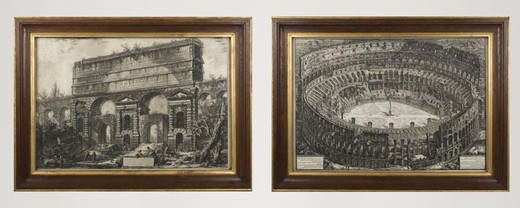 антикварные настенные гравюры колизей и триумфальная арка, 18 век
