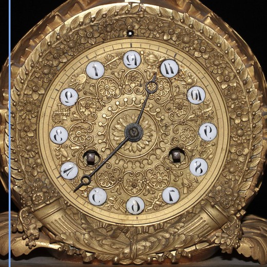 антикварные бронзовые часы на пол, 19 век, золочение