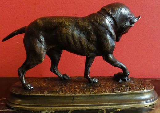 старинная бронзовая статуэтка собака и черепаха, 19 век