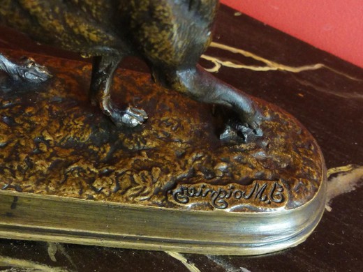 винтажная бронзовая статуэтка собака и черепаха, 19 век
