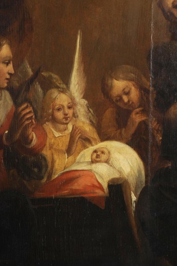 винтажная картина рождество на холсте, 18 век
